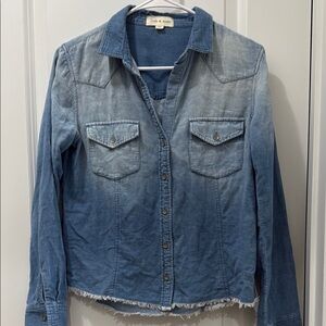 Cloth & Stone Faded Blue Denim Shirt